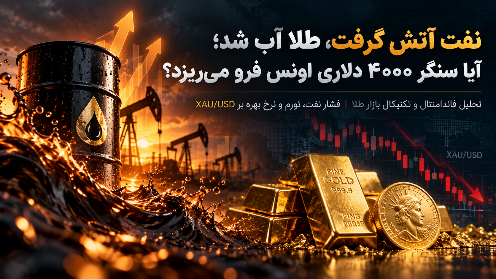 نفت آتش گرفت، واکنش اونس جهانی طلا؛ آیا سنگر ۴۰۰۰ دلاری اونس فرو می‌ریزد؟